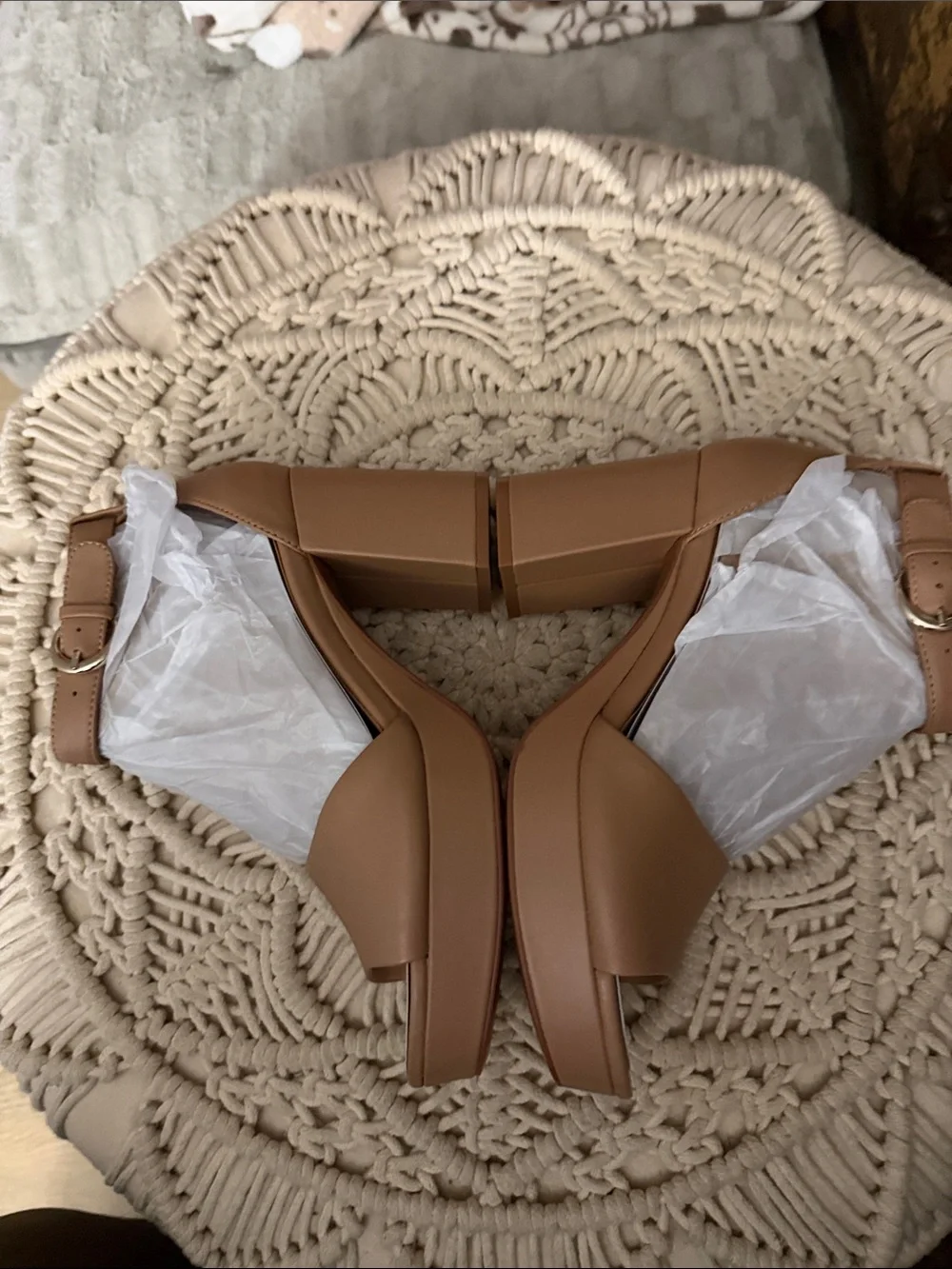 Naturalizer Tan Platform Sandals with Ankle Strap
